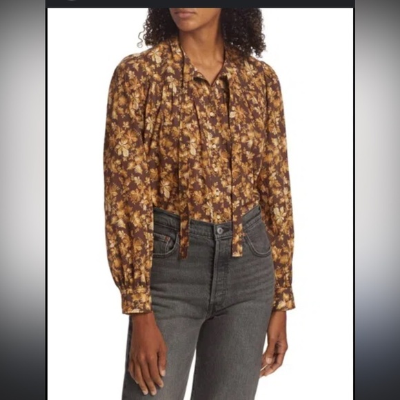 Doen Tops - DÔEN WOMEN'S NORMA COTTON VOILE FLORAL BLOUSE IN FERN GROVE FLORAL